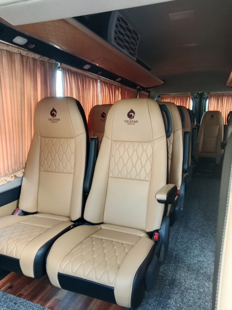 Premium quilted leather seats inside Velavan Urbania